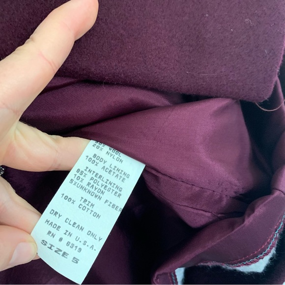 Vintage Rothschild Coat Girls 5 Purple Wool Capelet Collar Dress Velvet - Picture 2 of 8